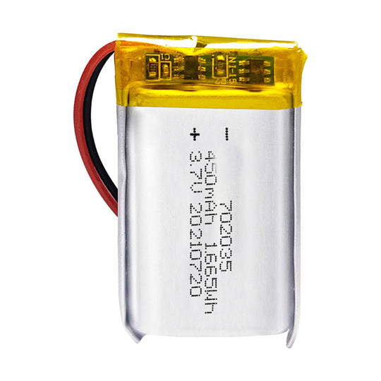 702035 450mAh with KC62133, UN38.3, UL1642, UL2054, BIS, CB & CCC | 3.7V LiPo Lithium Ion Battery