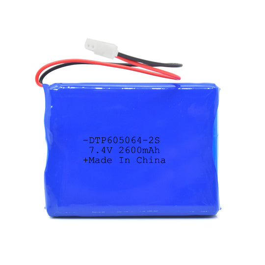 7.4V Lithium Battery Pack 605064-2S 2600mah