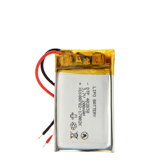 402030 200mAh with UN38.3, CB, KC62133, CE, RoHS | 3.7V LiPo Lithium Ion Battery