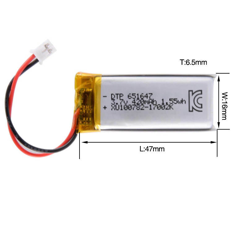 651647 420mAh with KC62133 | 3.7V LiPo Lithium Ion Battery