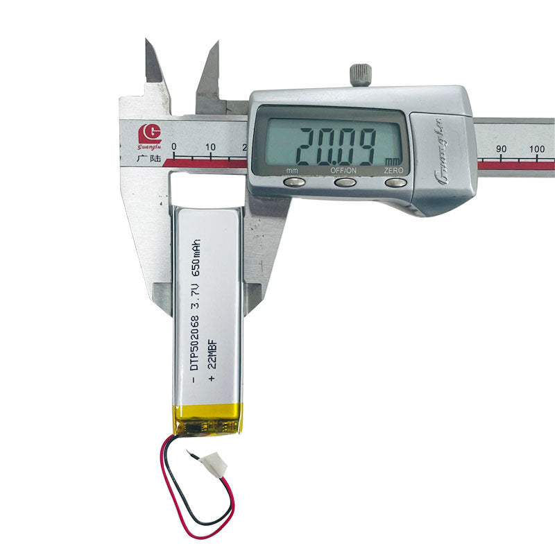 502068 650mAh | 3.7V LiPo Lithium Ion Battery