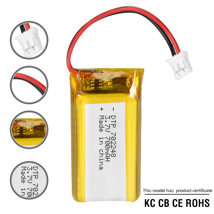 702248 700mAh with KC62133, BIS, UL1642 & RoHS | 3.7V LiPo Lithium Ion Battery