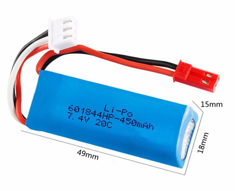 601844-2S 450mAh | 7.4V 20C High Rate Lithium Battery