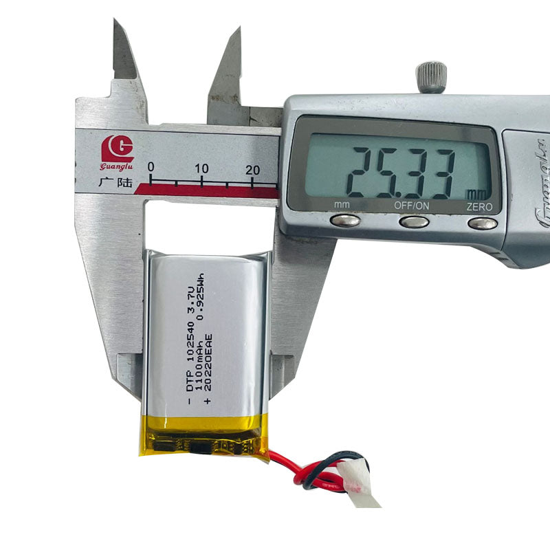 102540 1100mAh with UN38.3, IEC62133, CB, RoHS, REACH | 3.7V LiPo Lithium Ion Battery