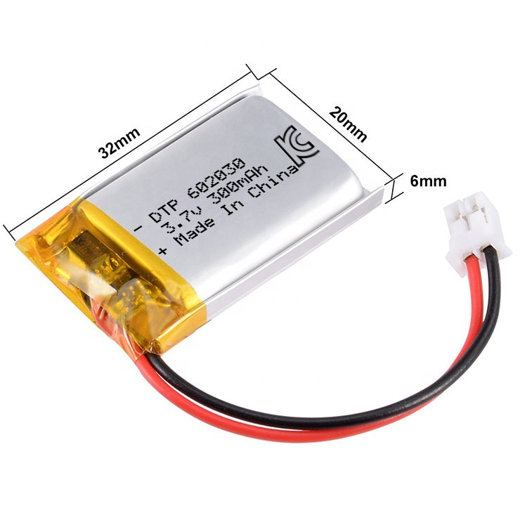 602030 300mAh with KC62133, CB, BIS, UL1642 & RoHS | 3.7V LiPo Lithium Ion Battery