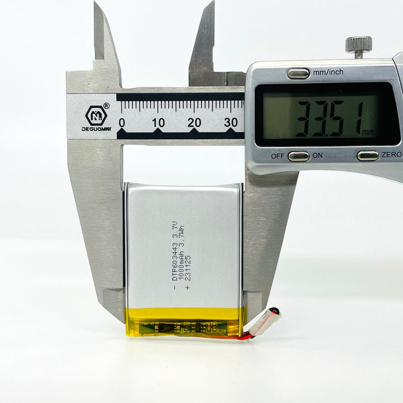 603443 1000mAh with UN38.3, UL1642, CB, CE, RoHS | 3.7V LiPo Lithium Ion Battery
