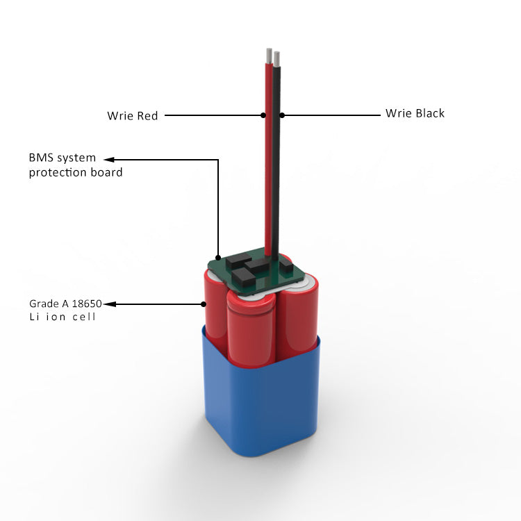 Cylindrical 18650-4S1P 14.8V  3500mah Li-ion Battery Pack (A-grade cell）
