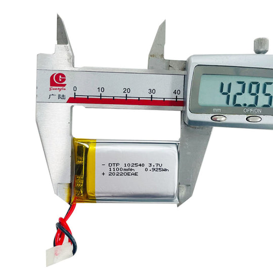 102540 1100mAh with UN38.3, IEC62133, CB, RoHS, REACH | 3.7V LiPo Lithium Ion Battery