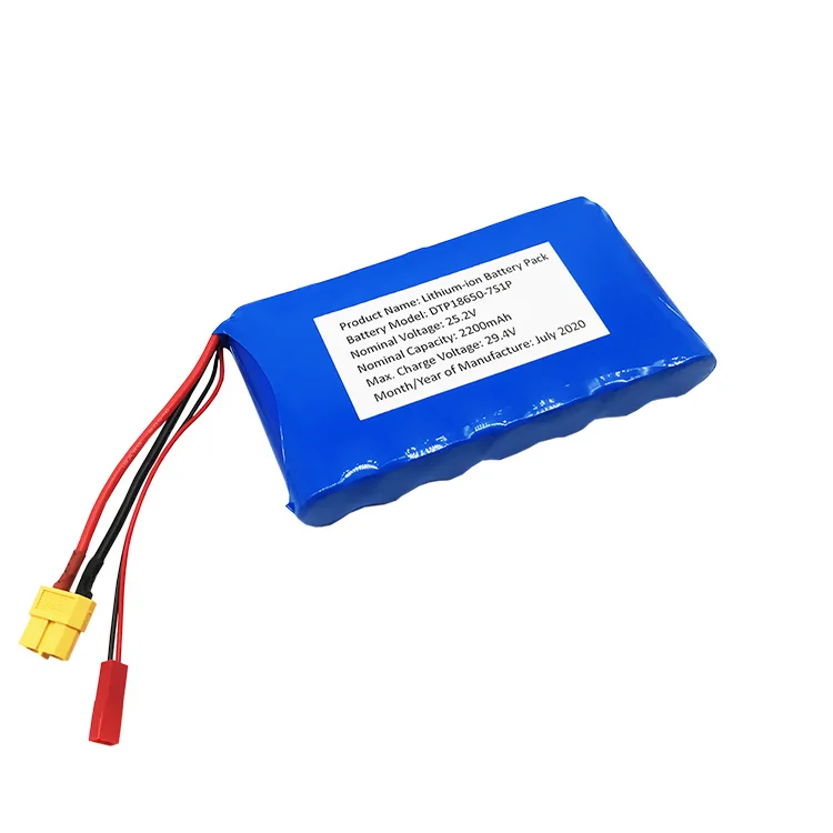 Cylindrical 18650-7S1P 25.2V  2200mah Li-ion Battery Pack (A-grade cell）