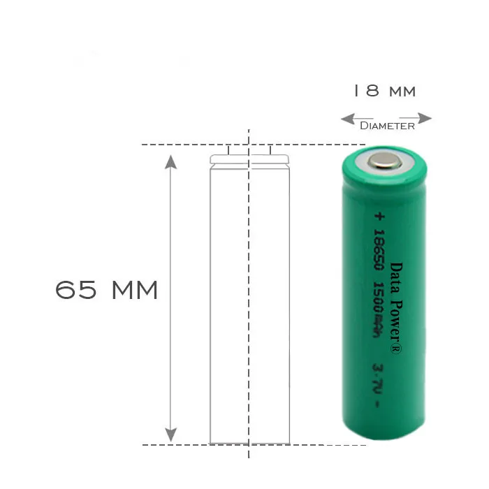 Cylindrical 18650 3.7V 1500mah Li-ion Battery (A-grade cell）