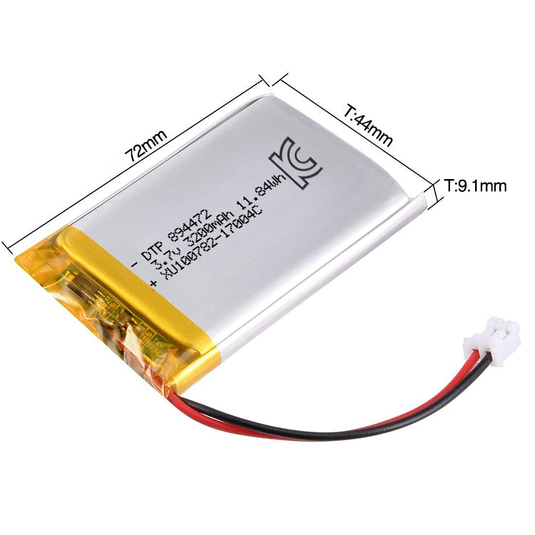 894472 3200mAh with KC62133, EN62133, CE & RoHS | 3.7V LiPo Lithium Ion Battery