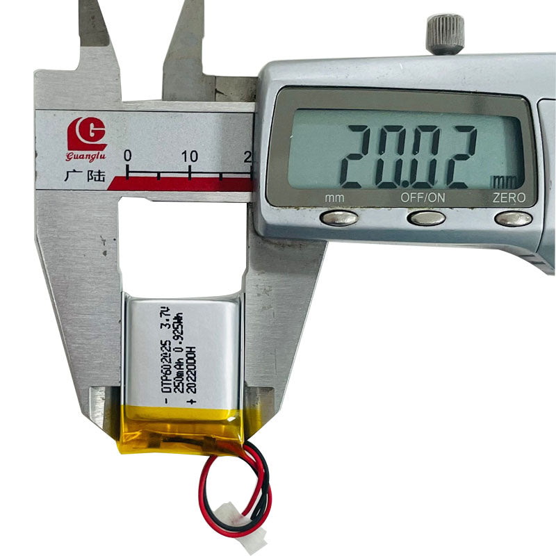 602025 250mAh with UN38.3, UL1642, IEC62133, CB, KC62133, MSDS/SDS| 3.7V LiPo Lithium Ion Battery