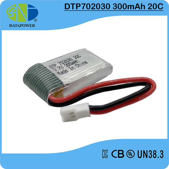 702030 300mAh | 3.7V 20C High Rate Lithium Battery