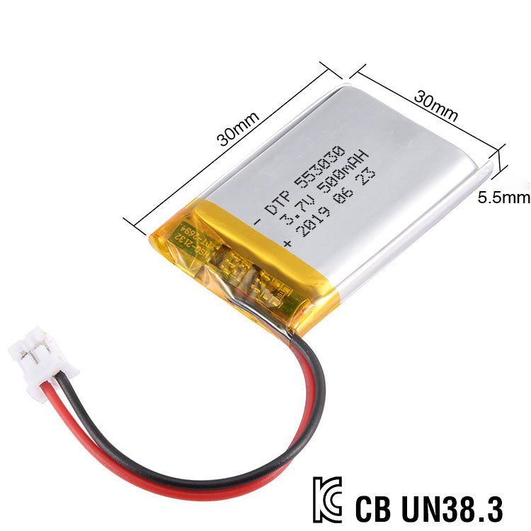 553030 500mAh with KC62133 | 3.7V LiPo Lithium Ion Battery