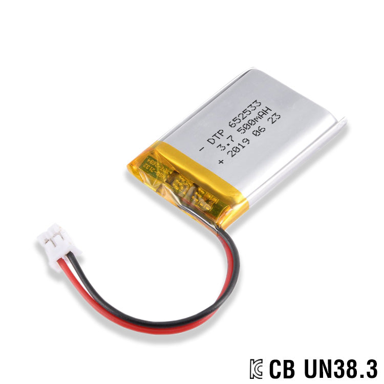 652533 500mAh with KC62133, CB, IEC62133, UL1642, BIS & CE | 3.7V LiPo Lithium Ion Battery