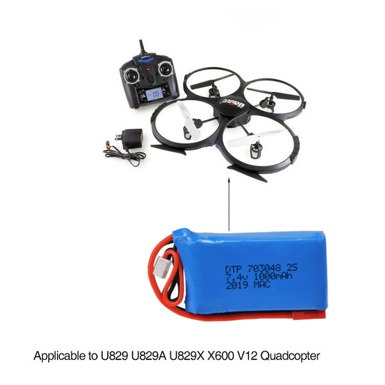 7.4V Lithium Battery Pack 703048-2S 1000mah
