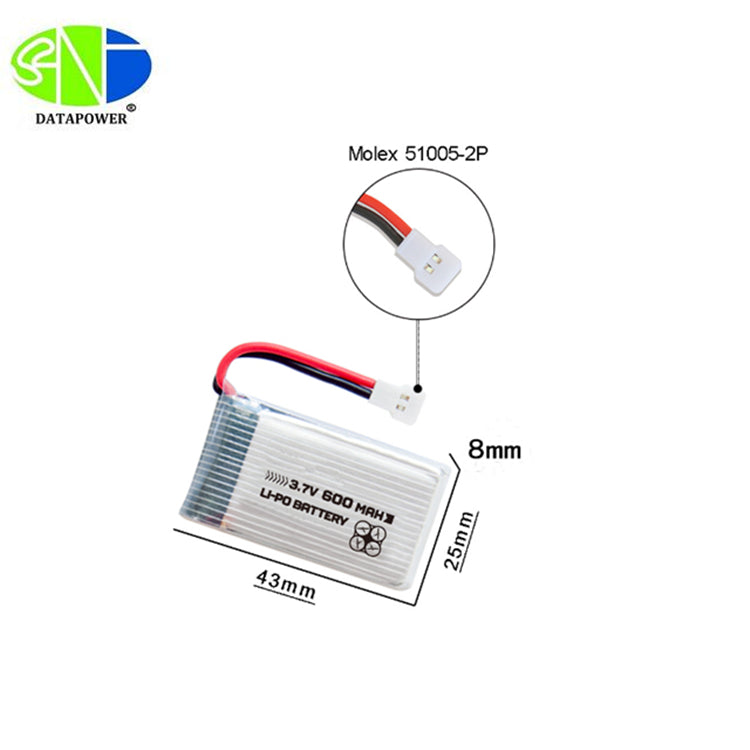 802540-2P 1200mAh | 3.7V 20C High Rate Lithium Battery