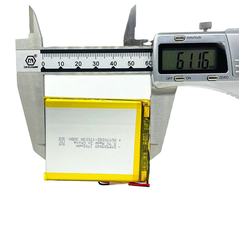 505060 1700mAh with KC62133, UN38.3, CB & RoHS | 3.7V LiPo Lithium Ion Battery