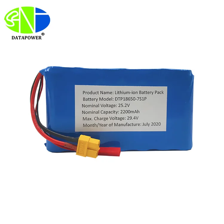 Cylindrical 18650-7S1P 25.2V  2200mah Li-ion Battery Pack (A-grade cell）