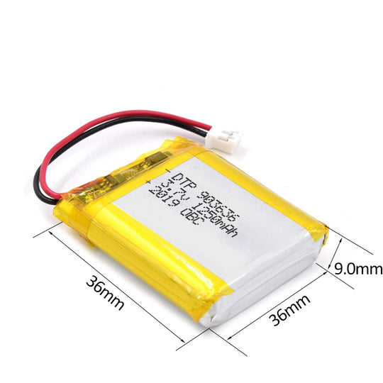 903636 1250mAh 3.7V Lithium Ion Battery (A-grade cell）