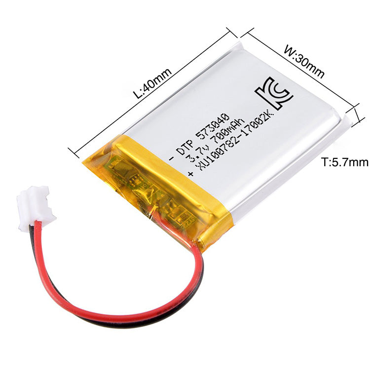 573040 700mAh with KC62133, UN38.3 & BIS | 3.7V LiPo Lithium Ion Battery