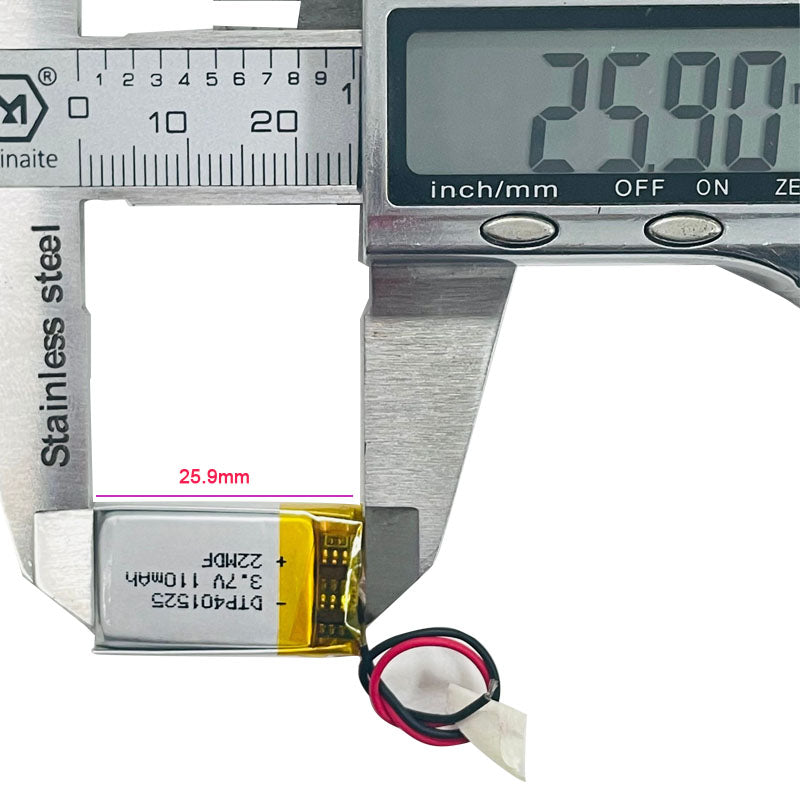 401525 110mAh with KC62133, UN38.3, CB, UL1642, BIS & CE | 3.7V LiPo Lithium Ion Battery