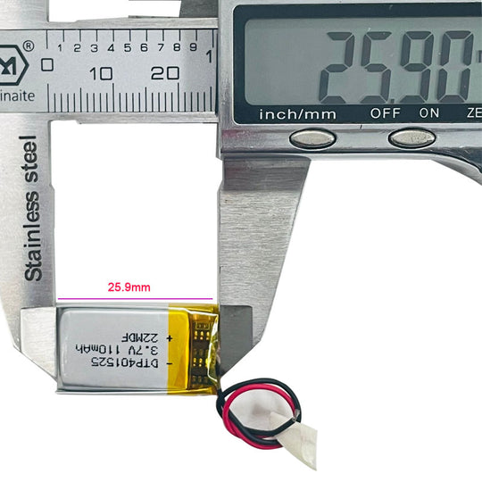 401525 110mAh with KC62133, UN38.3, CB, UL1642, BIS & CE | 3.7V LiPo Lithium Ion Battery