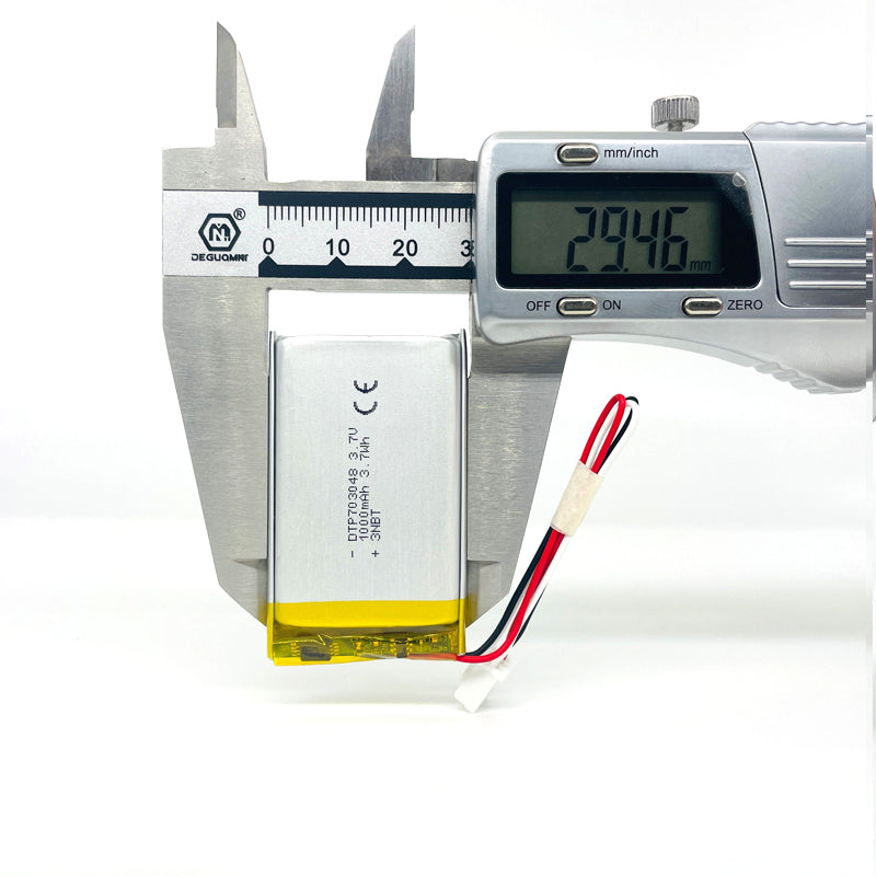 703048 1000mAh with KC62133, UN38.3, UL1642 & RoHS | 3.7V LiPo Lithium Ion Battery