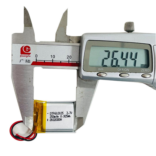 602025 250mAh with UN38.3, UL1642, IEC62133, CB, KC62133, MSDS/SDS| 3.7V LiPo Lithium Ion Battery