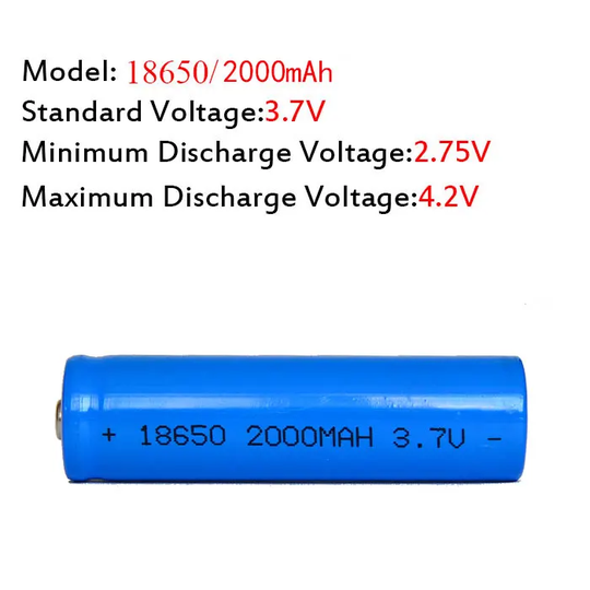 Cylindrical 18650 3.7V 2000mah Li-ion Battery (A-grade cell）