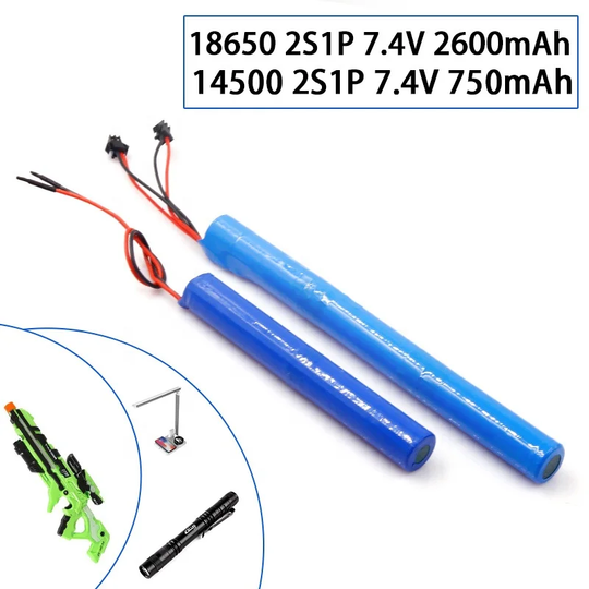 Cylindrical 14500-1S2P 7.4V 750mah Li-ion Battery (A-grade cell）