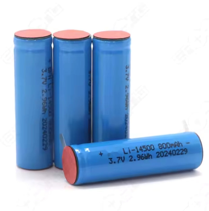 Cylindrical 14500 3.7V 800mah Li-ion Battery (A-grade cell）