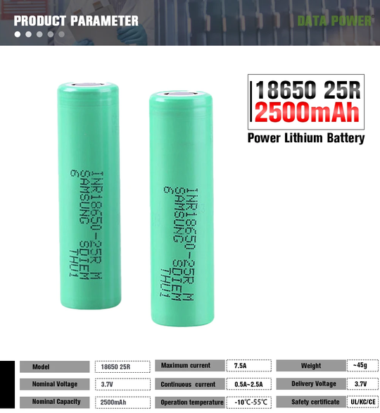 Cylindrical 18650 3.7V 1500mah Li-ion Battery (A-grade cell）