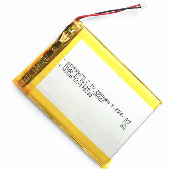 555075 2500mAh with UL1642.KC62133, EN62133, BIS, & CE | 3.7V LiPo Lithium Ion Battery