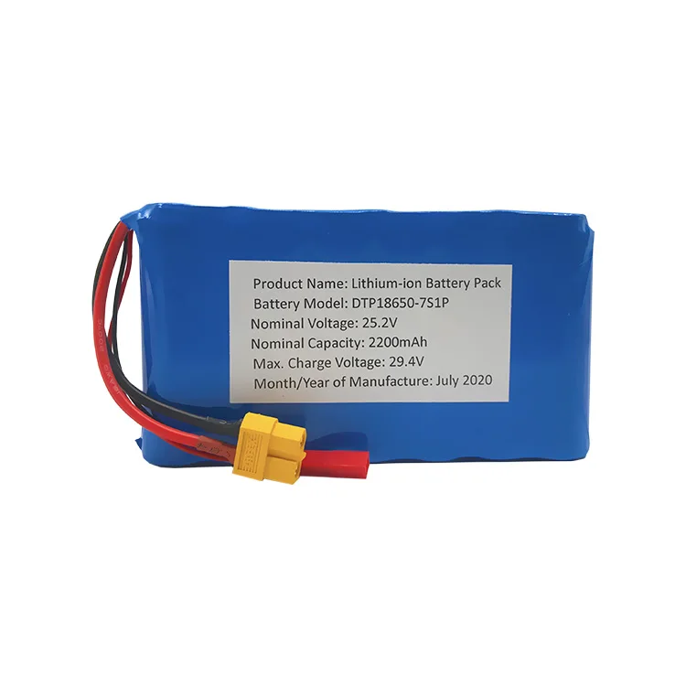 Cylindrical 18650-7S1P 25.2V  2200mah Li-ion Battery Pack (A-grade cell）