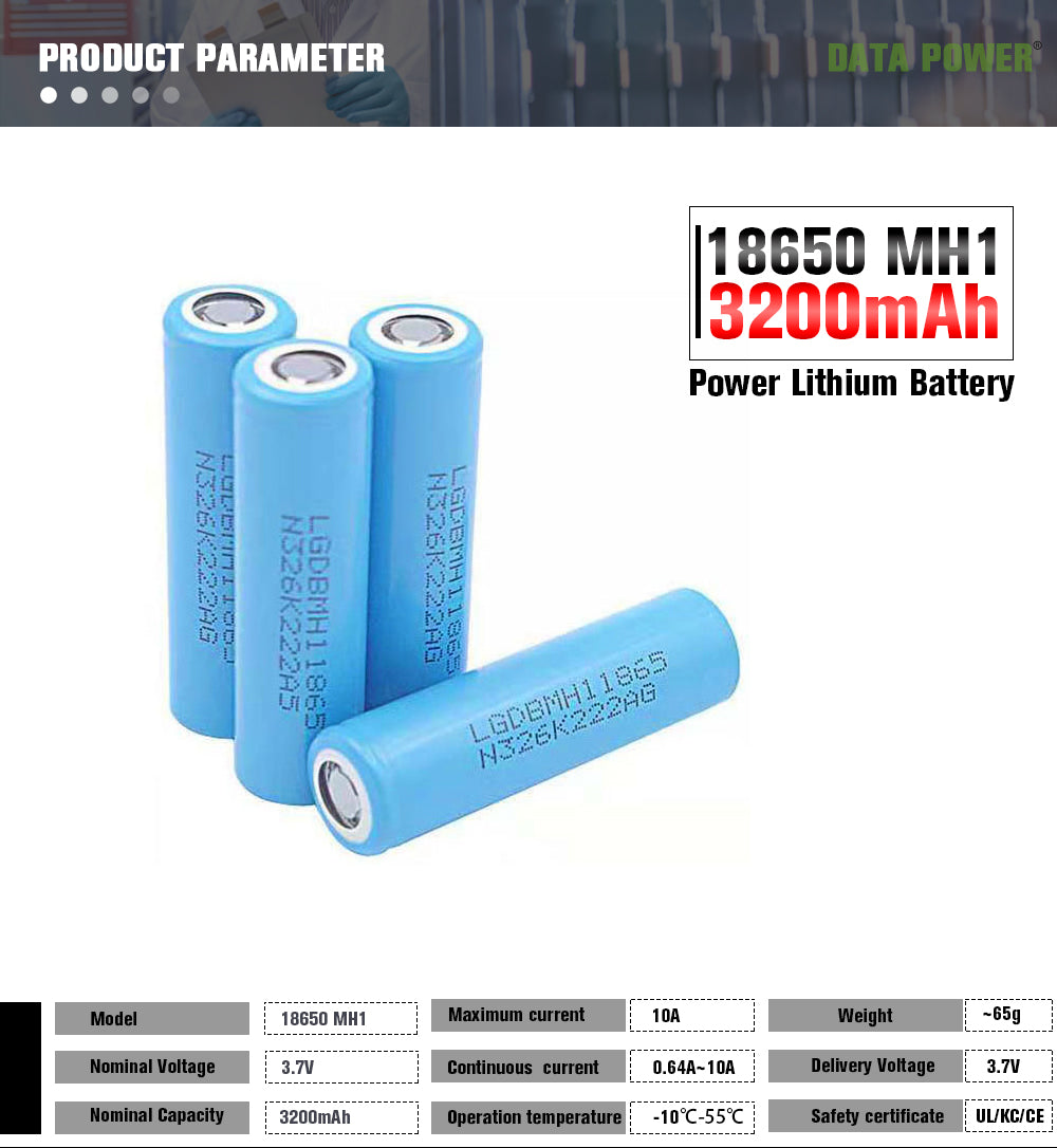 Cylindrical 18650 3.7V 3200mah Li-ion Battery (A-grade cell）