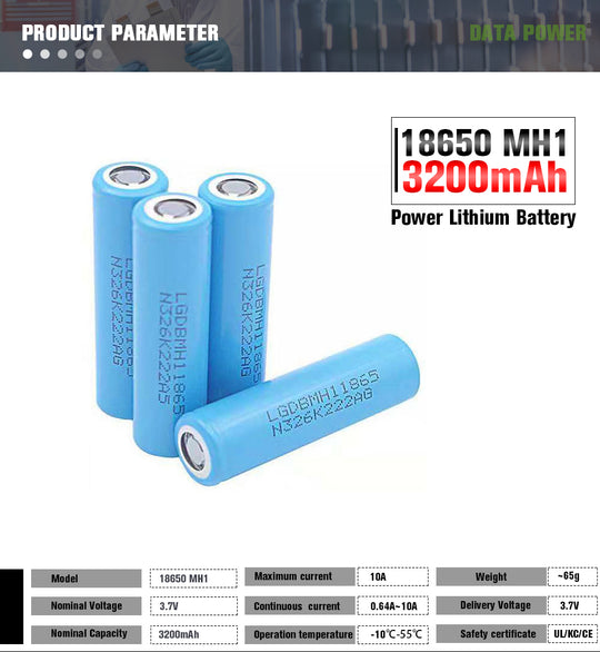 Cylindrical 18650 3.7V 3200mah Li-ion Battery (A-grade cell）